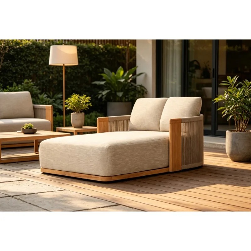 Outdoor Furniture Teak Wood - Leżanka ogrodowa z teaku, odporna na