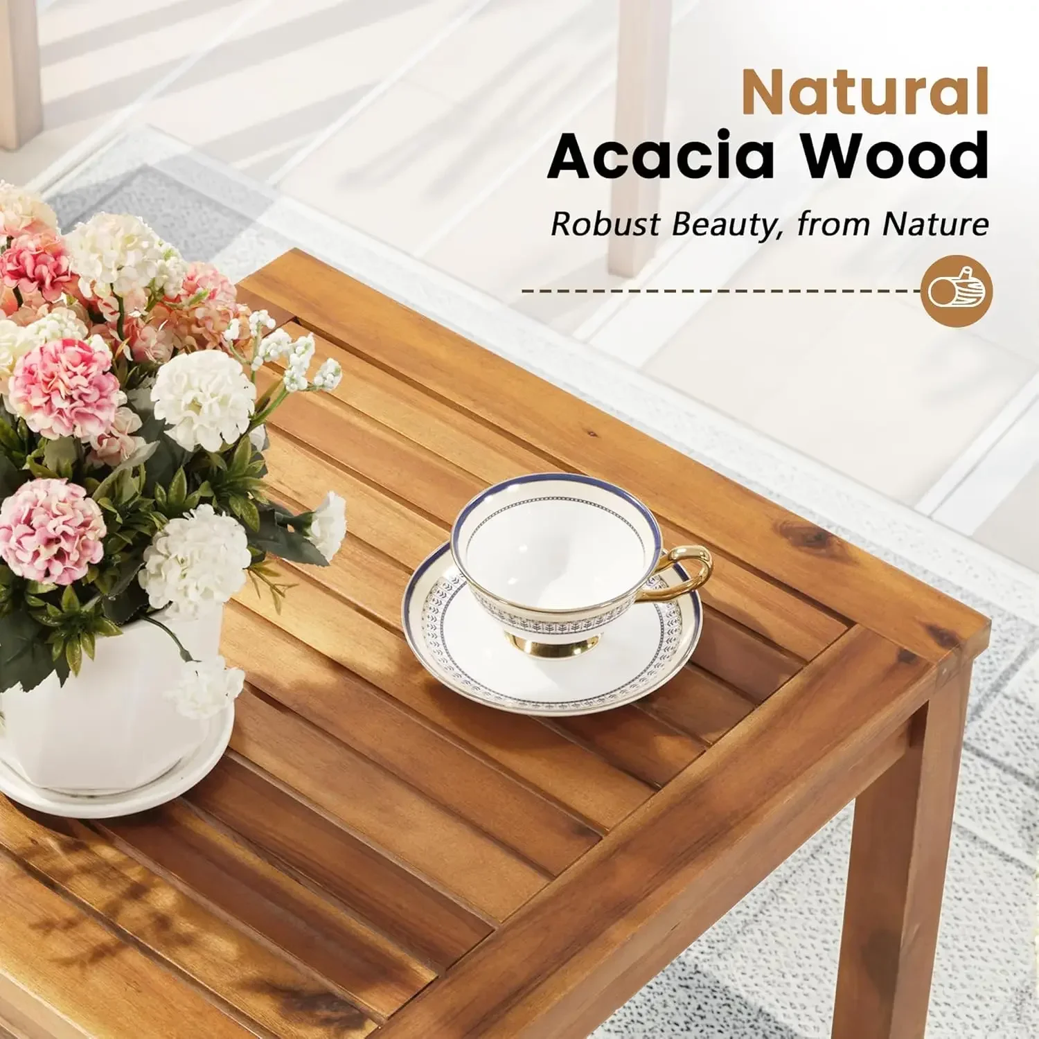 Outdoor Furniture Cushions - Zestaw mebli ogrodowych z drewna akacjowego,