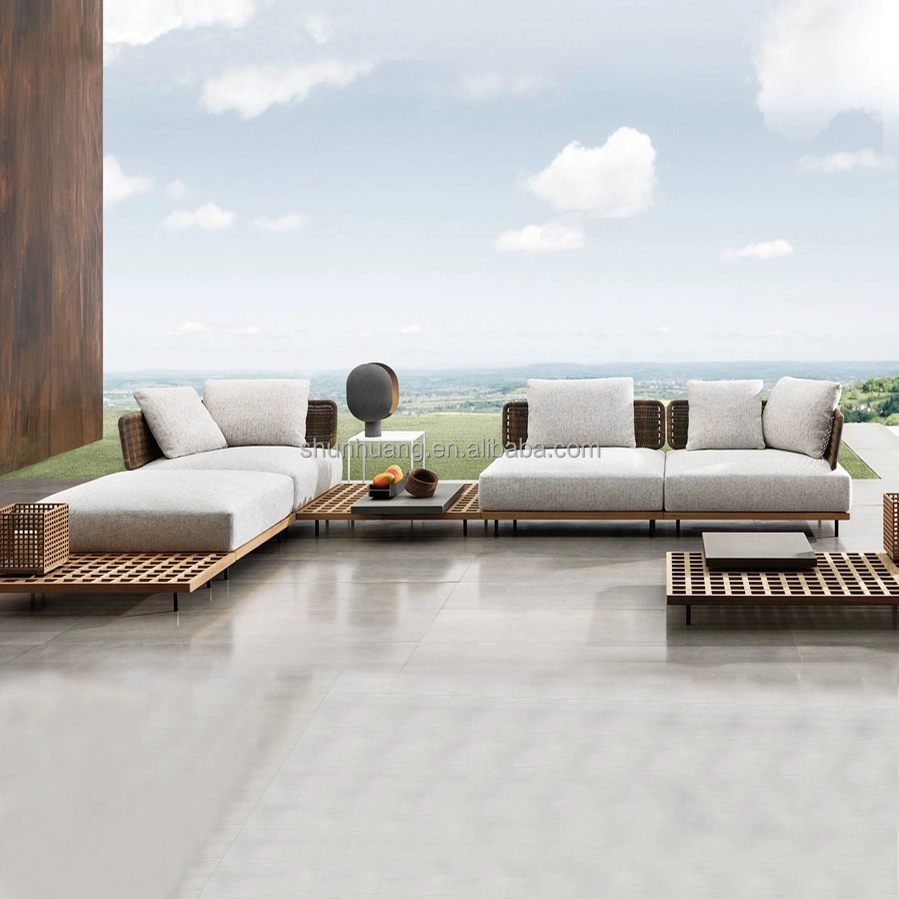 Outdoor Furniture Teak Wood - Nowoczesny zestaw sof ogrodowych, meble na