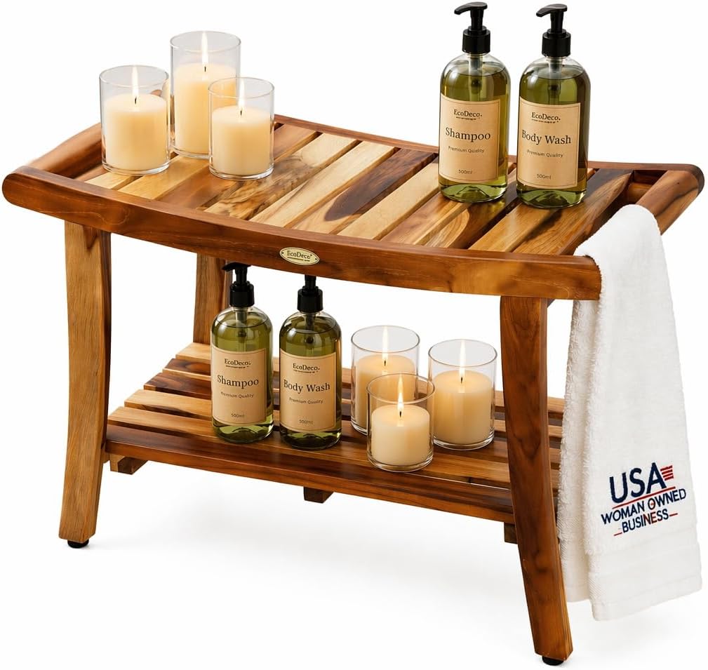 Outdoor Furniture Teak Wood - Ławka prysznicowa z drewna tekowego, stołek
