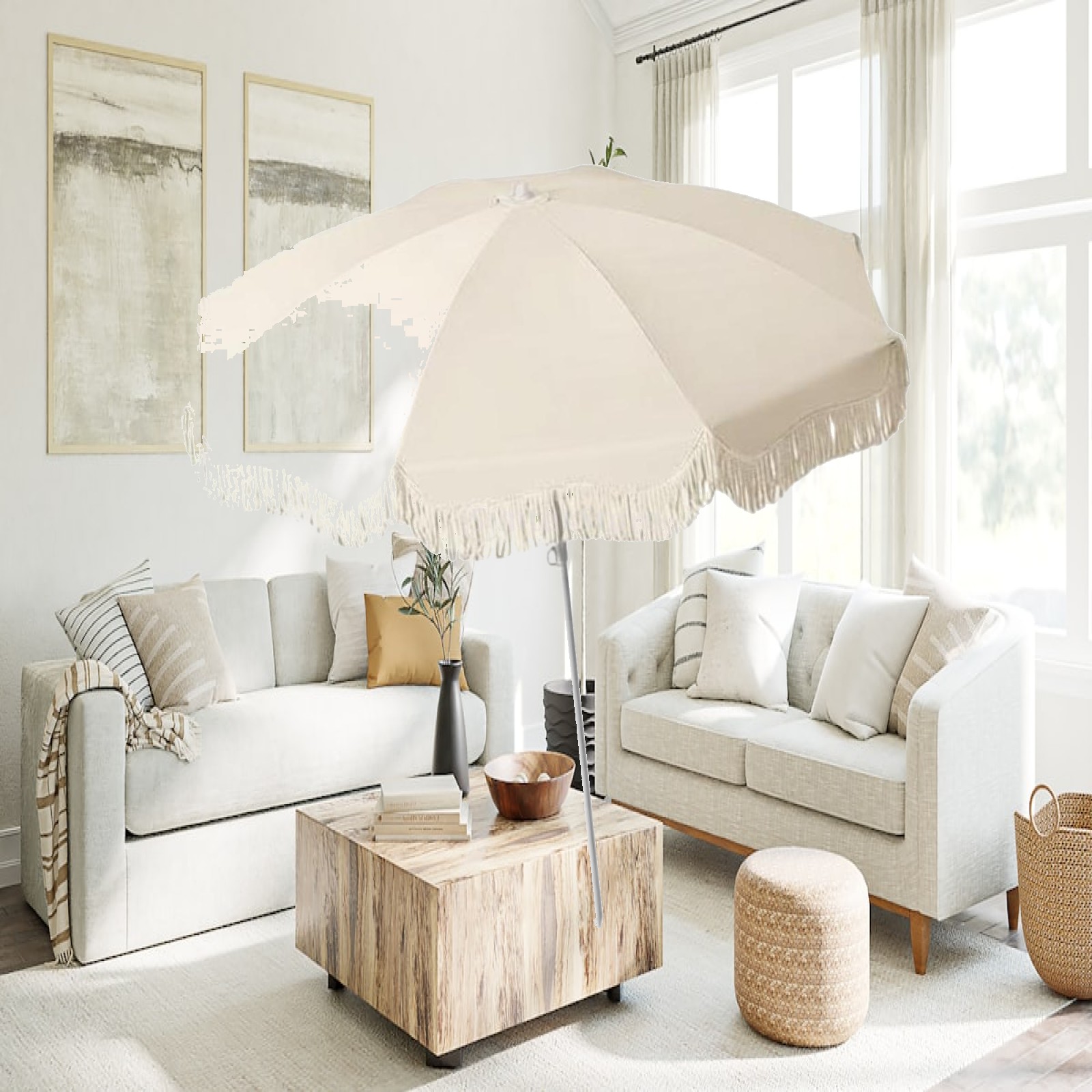 Outdoor Furniture Plus - Parasol ogrodowy z frędzlami, ochrona przed