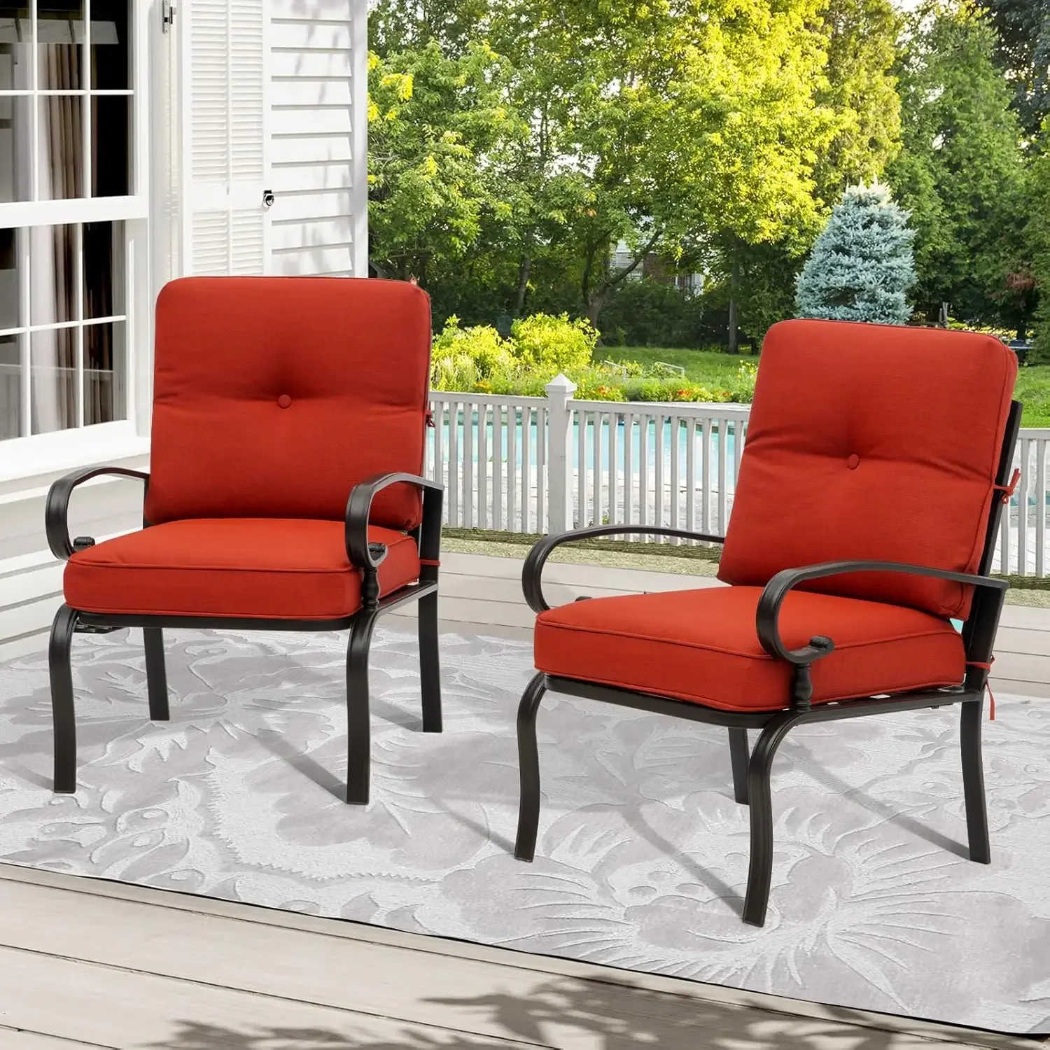 Outdoor Furniture Metal Chairs - Czerwone metalowe krzesła bistro na zewnątrz,