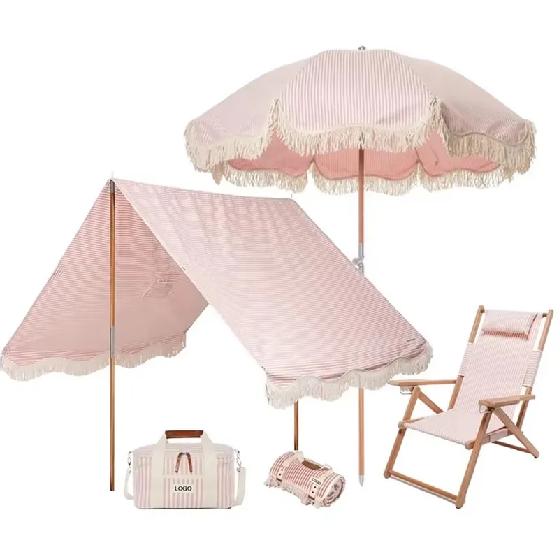 Outdoor Furniture Plus - Niestandardowy parasol plażowy z bawełnianego płótna