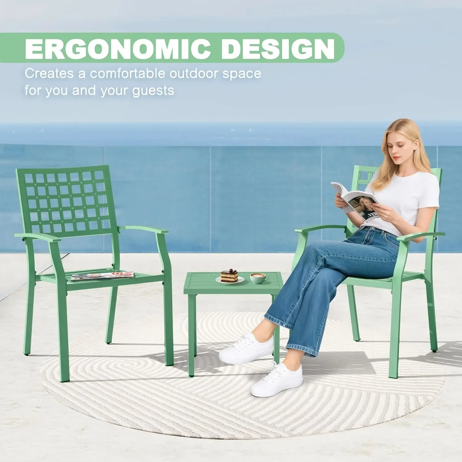 3-częściowy zestaw bistro na z – Outdoor Furniture Metal Chairs recenzja i cena