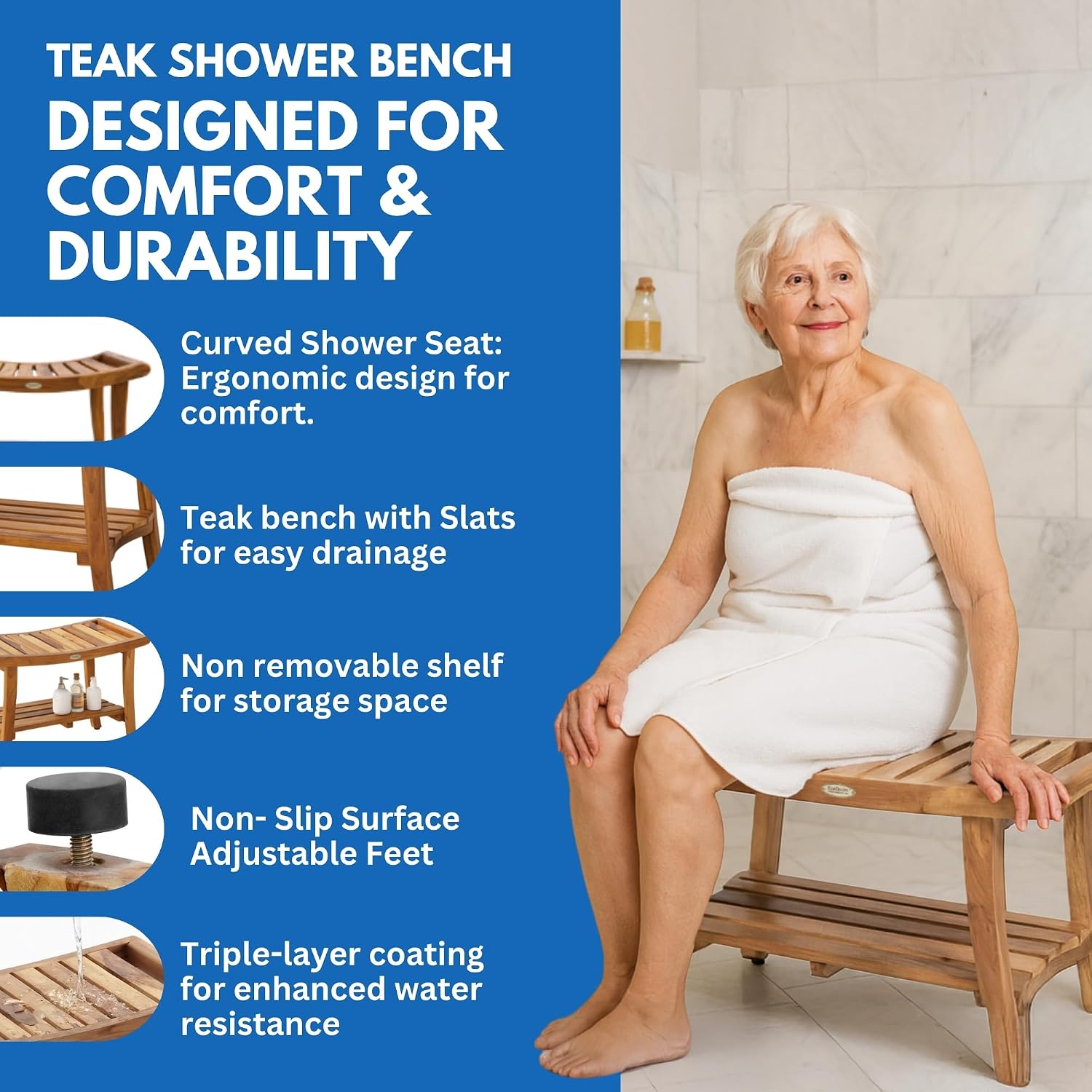 Ławka prysznicowa z drewna tek – Outdoor Furniture Teak Wood recenzja i cena