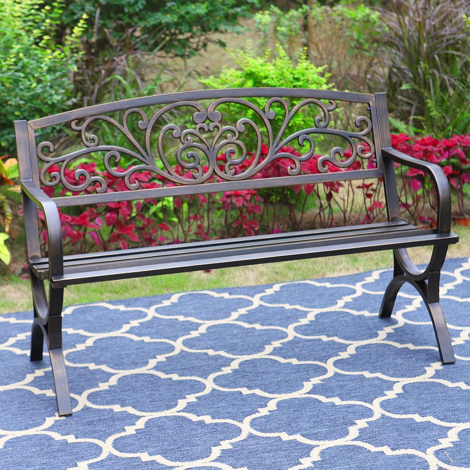 Ławka ogrodowa z brązu, 50 cal – Outdoor Furniture Metal Chairs recenzja i cena